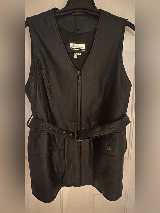 Diana Marco Jackets & Blazers - Diana Marco Black Leather Zip-Front Vest with Belt